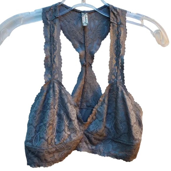 Intimately Free People Galloon Lace Racerback Bralette Floral Wireless V-neck L - Picture 1 of 14